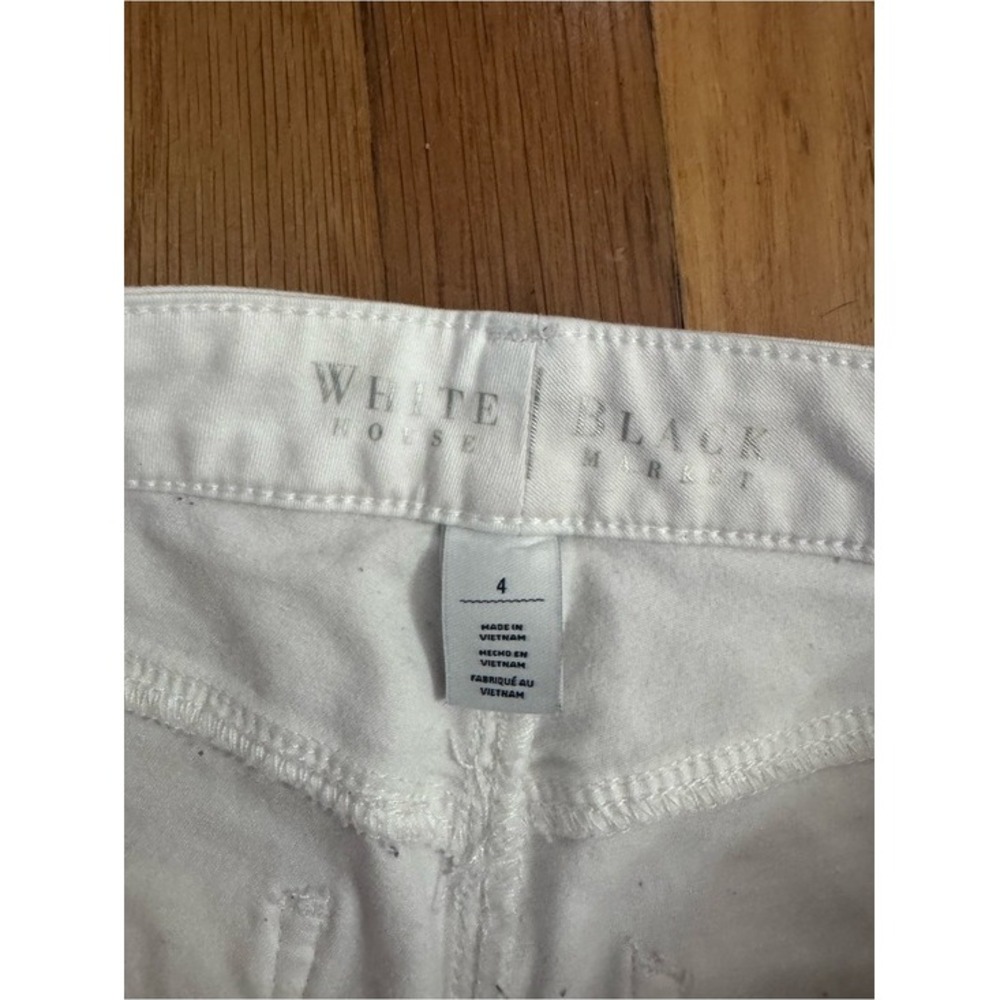 White House Black Market Women's White Straight Denim Jeans 5-Pocket Button 4 - Picture 4 of 5